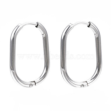 boucles d'oreilles créoles ovales en acier inoxydable anti-ternissement 201(STAS-S103B-34P)-3