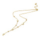 Rhinestone & Natural  Shell Moon & Star Link Chains Lariat Necklace(NJEW-M199-08G)-1