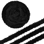 10M Imitation Mink Hair Ribbons, Clothes Accessories, Black, 5/8 inch(15mm), about 10.94 Yards(10m)/Set(OCOR-BC0009-17C)