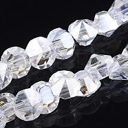 Electroplated Glass Beads Strands, Pearl Luster Plated, Faceted, Diamond, Clear, 4mm, Hole: 0.5mm, about 99pcs/strand, 11.81 inch(EGLA-S174-01C-12)