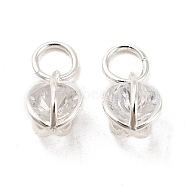 Rack Plating Brass Clear Cubic Zirconia Pendants, Long-Lasting Plated, Cadmium Free & Lead Free, with Jump Ring, Diamond, Silver, 10x7mm, Hole: 3.5mm(KK-E081-09S)