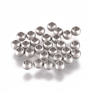 304 Stainless Steel Beads, Textured, Rondelle, Stainless Steel Color, 2x1.5mm, Hole: 1mm(STAS-G225-35P-01)