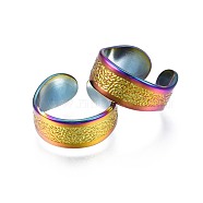 304 Stainless Steel Cuff Ring, Rainbow Color Open Ring for Women, US Size 9 1/2(19.3mm)(RJEW-N038-077)
