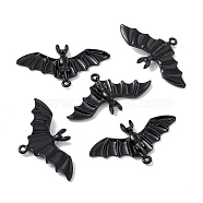 Halloween Alloy Enamel Pendants, Bat, Black, 22.5x41.5x3mm, Hole: 1.7mm(FIND-G024-03B)