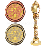 DIY Scrapbook, Brass Wax Seal Stamp and Alloy Handles, Sun Pattern, 103mm, Stamps: 2.5x1.45cm(AJEW-WH0128-27G)