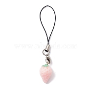 Strawberry Resin Mobile Straps, Nylon Cord Mobile Accessories Decoration, Pink, 8.5cm(HJEW-JM01598-01)