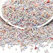 Baking Paint Glass Beads, Tube, Mixed Color, 4x3mm, Hole: 1.2mm(GLAA-D020-02)