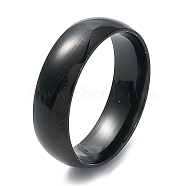 Ion Plating(IP) 304 Stainless Steel Flat Plain Band Rings, Black, Size 7, Inner Diameter: 17mm, 6mm(STAS-I160-A-17mm-B)