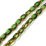 Electroplate Transparent Glass Beads Strands, Faceted Oval, Green, 7x4.5x3.5mm, Hole: 1mm, about 50pcs/strand, 12.99''(33cm)(EGLA-Q127-A01-01F)
