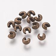Iron Crimp Beads Covers, Cadmium Free & Nickel Free & Lead Free, Antique Bronze, 3mm In Diameter, Hole: 1.2~1.5mm(IFIN-H028-NFAB-NF)