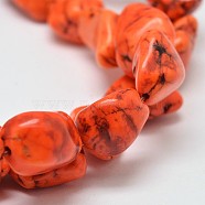 Dyed Nuggets Natural Howlite Beads Strands, Orange Red, 11~17x10~17mm, Hole: 1mm, about 15.7 inch(G-M139-04-A)
