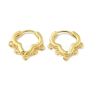 Brass Hoop Earring Findings, with Five Horizontal Loops, Lead Free & Cadmium Free & Nickel Free, Real 18K Gold Plated, 15.5x17x2mm, Hole: 1.5mm, Pin: 1mm(EJEW-A070-13G)