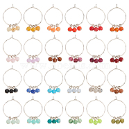 24Pcs 24 Colors Acrylic Imitation Gemstone Beaded Tassel Wine Glass Charms, Goblet Marker, with Brass Wine Glass Charm Rings, Mixed Color, 39mm, 1pc/color(AJEW-BC0004-09)