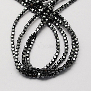 Non-magnetic Synthetic Hematite Beads Strands, Grade A, Hexagonal Prism, Black, 3x3mm, Hole: 1mm(G-Q895-18)