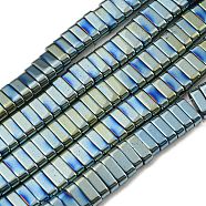 Electroplated Non-magnetic Synthetic Hematite Beads Strands, Rectangle, 2-Hole, Pale Turquoise, 6x2x3mm, Hole: 1.2mm, about 198pcs/strand, 16.02 inch(40.7cm)(G-C106-B02-02A)