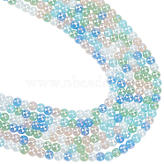 8 Strands Transperant Electroplate Glass Beads Strands, AB Color Plated, Round, Light Blue, 4~4.5mm, Hole: 0.9mm, about 100pcs/strand, 14.96''(38cm)(GLAA-BBC0001-04A)