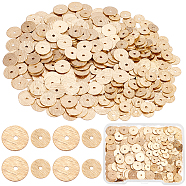 400Pcs 2 Styles Brass Spacer Beads, Long-Lasting Plated, Heishi Beads, Disc, Golden, 6~8x0.5mm, Hole: 1.2mm, 200pcs/style(KK-SC0002-94)