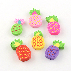 Handmade Pineapple Polymer Clay Cabochons, Mixed Color, 22~27x12~15x3~4mm(X-CLAY-R060-72B)