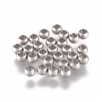 304 Stainless Steel Beads, Textured, Rondelle, Stainless Steel Color, 2x1.5mm, Hole: 1mm