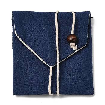 Burlap Packing Pouches Bags, for Jewelry Packaging, Square, Prussian Blue, 9.5~10x9.5x0.8~1cm