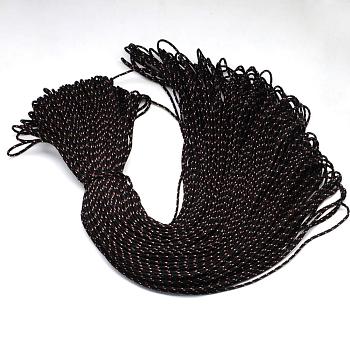 Polyester & Spandex Cord Ropes, 1 Inner Core, Black, 2mm, about 109.36 yards(100m)/bundle