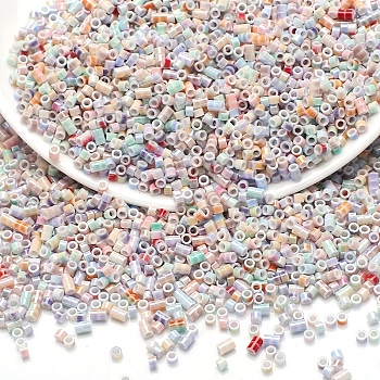 Baking Paint Glass Beads, Tube, Mixed Color, 4x3mm, Hole: 1.2mm