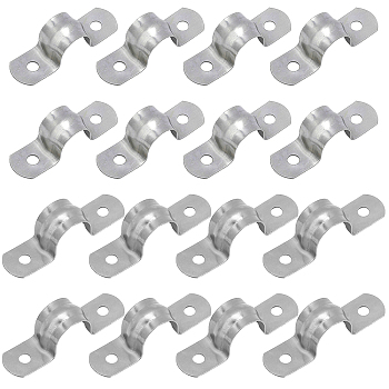 AHANDMAKER 60Pcs 2 Style 304 Stainless Steel Pipeline Clamp, with 2 Holes Tube Straps, Stainless Steel Color, 30pcs/style