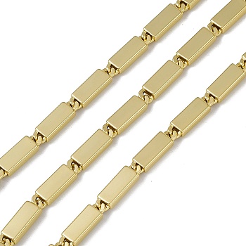 Brass Rectangle Link Chains, with Spool, Soldered, Long-Lasting Plated, Cadmium Free & Nickel Free & Lead Free, Real 18K Gold Plated, 17.5x5x3mm