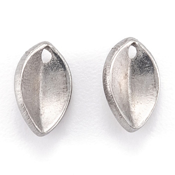 304 Stainless Steel Charms, Leaf, Stainless Steel Color, 7x4.5x2mm, Hole: 0.7mm