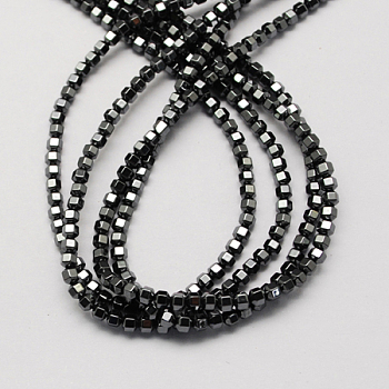 Non-magnetic Synthetic Hematite Beads Strands, Grade A, Hexagonal Prism, Black, 3x3mm, Hole: 1mm