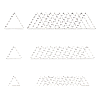 304 Stainless Steel Linking Rings, Triangle, Stainless Steel Color, 13.5~20x12~22.5x0.8mm, 36pcs/box