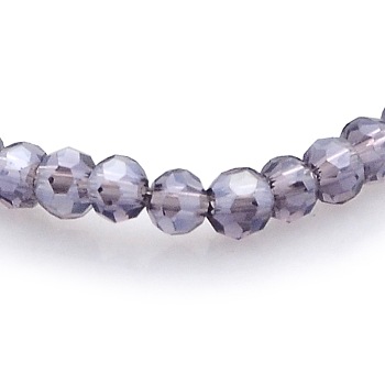 Pearl Luster Plated Glass Faceted Round Spacer Beads Strands, DarkSlate Blue, 3mm, Hole: 1mm, about 100pcs/strand, 11.5 inch