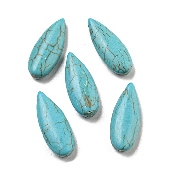 Synthetic Turquoise Beads, Dyed, Teardrop, Top Drilled, Turquoise, 24.5x10x5mm, Hole: 1mm