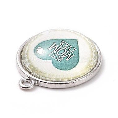 Mother's Day Theme Alloy Glass Pendants(FIND-A014-02B)-3