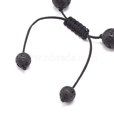 Natural Aquamarine & Lava Rock & Synthetic Hematite Round Braided Bead Bracelet(BJEW-JB08387-06)-4