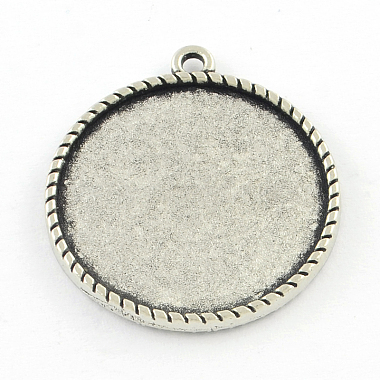 Antique Silver Flat Round Alloy Pendants