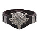 Punk Rock Wolf Alloy Cowhide Cord Studded Bracelets(BJEW-P0001-26B)-1
