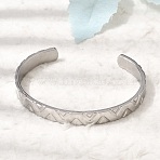 304 Stainless Steel Cuff Bangles for Women Men, Chevron Pattern, Stainless Steel Color, Inner Diameter: 2.54x1.69 inch(6.45x4.3cm)(BJEW-H644-05P)