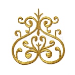 Computerized Embroidered Cloth Patch, Adhesive/Sew on Patches, Costume Accessories, Heart with Floral Pattern, Goldenrod, 100x90x1mm(DIY-WH0304-230)