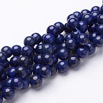 Dyed Grade A Natural Lapis Lazuli Beads Strands, Round, about 8mm in diameter, hole: 1mm, about 44~48pcs/strand, 15 inch(GSR8mmC123)