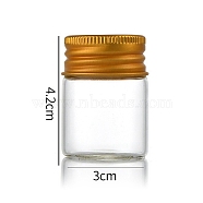 Clear Glass Bottles Bead Containers, Screw Top Bead Storage Tubes with Aluminum Cap, Column, Golden, 3x4cm, Capacity: 15ml(0.51fl. oz)(CON-WH0085-75B-02)