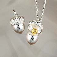 Alloy Openable Acorn Pendant Necklaces for Women, Platinum & Golden, 19.69 inch(50cm)(FS-WG05859-01)