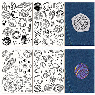 Non-Woven Water Soluble Embroidery Patterns, Wash Away Embroidery Stabilizer, Stick and Stitch Embroidery Paper, Planet, 297x210mmm, 4pcs/set(DIY-WH0538-016)