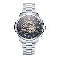 Alloy Watch Head Mechanical Watches, with Stainless Steel Watch Band, Stainless Steel Color, 220x20mm, Watch Head: 51x52x14.5mm, Watch Face: 39mm(WACH-L044-03A)