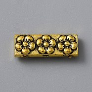 Tibetan Style Alloy Multi-Strand Links, Rectangle with Flower, Antique Golden, 17x6.5x4mm, Hole: 1.2mm, about 290Pcs/bag, 500g/bag(FIND-WH0050-12AG)