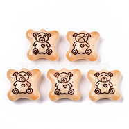 Resin Decoden Cabochons, Imitation Food Biscuits, Bear, PeachPuff, 19x19x9mm(X-CRES-N022-111)