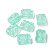 Transparent Spray Painted Glass Beads, Rectangle, Turquoise, 18x13x5.5mm, Hole: 1.4mm(X-GLAA-I050-08H)
