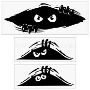 3 Sheets 3 Style Peeking Monster Plastic Waterproof Peeking Monster Stickers, Self-adhesive Decals for Car Decorations, Black, 130x290x0.1mm and 75x195x0.2mm, 1 Sheet/style(STIC-GF0001-07)