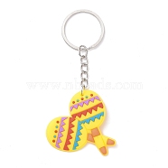 Cartoon PVC Plastic Keychain, for Mexican Holiday Party Decoration Gift Keychain, Racket Charms, Sports Themed Pattern, 10cm, Pendant: 45x44x2.5mm(KEYC-F035-01A)