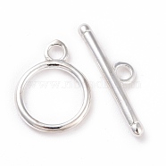 Eco-friendly Brass Toggle Clasps, Cadmium Free & Lead Free, Long-Lasting Plated, Ring, 925 Sterling Silver Plated, Ring: 15x11.5x1mm, Bar: 5x20x2mm, Hole: 2mm(X-KK-D082-17S)